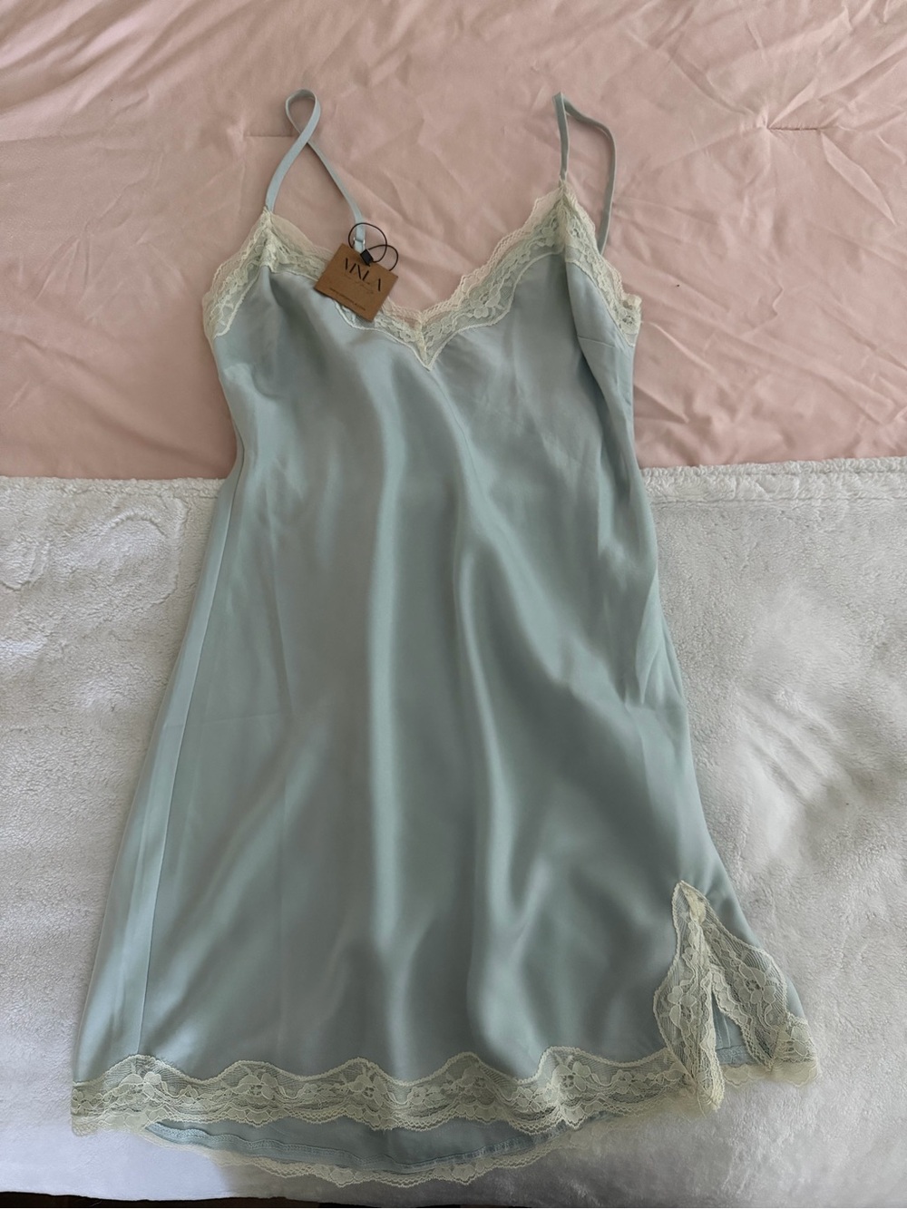 Slip Chemise with Lace Trim - Sage Green